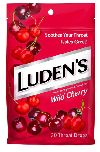 Ludens Thoat Drops Wild Cherry 30 Count Relief of Sore Mouth & Throat