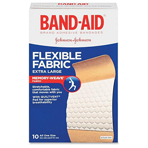 Band-Aid Adhesive Bandages, Flexible Fabric, Extra Large, 10 ct