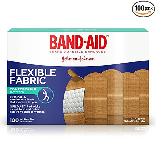 Band-Aid Brand Flexible Fabric Adhesive Bandages for Wound Care and First Aid, All One Size, 100 ct