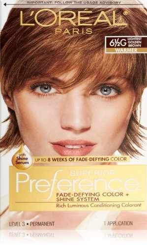 L'Oréal Paris Superior Preference Permanent Hair Color, 6.5G Lightest Golden Brown