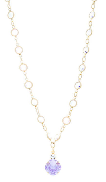 Necklace - 12mm Fancy Chain Single Drop - Goldtone