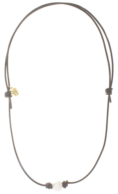 Necklace Leather and Pearl Beach Pearl 1#