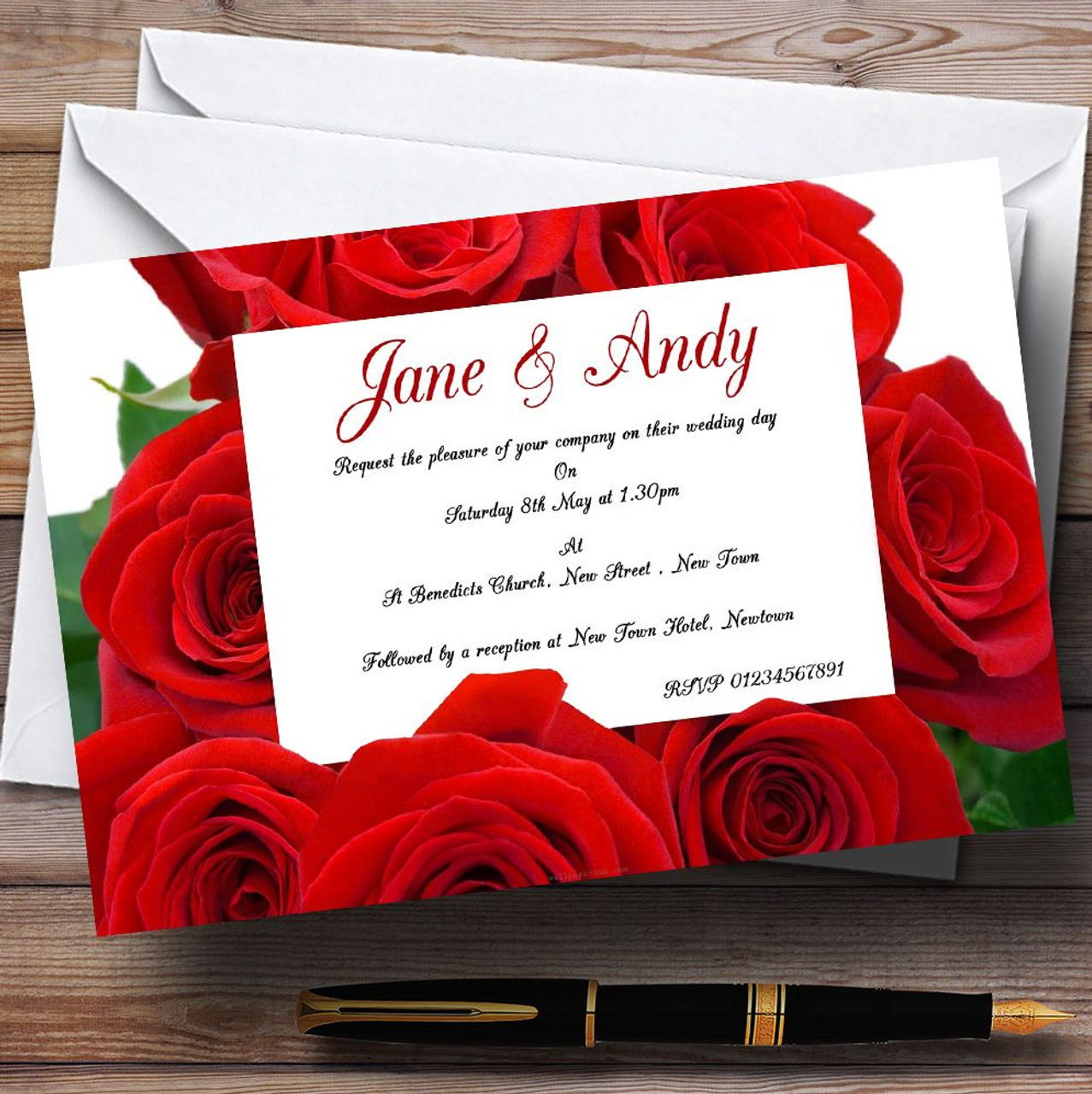 Red Rose Love Letter Personalised Wedding Invitations The Card Zoo Red Rose Love Letter Personalised Wedding Invitations