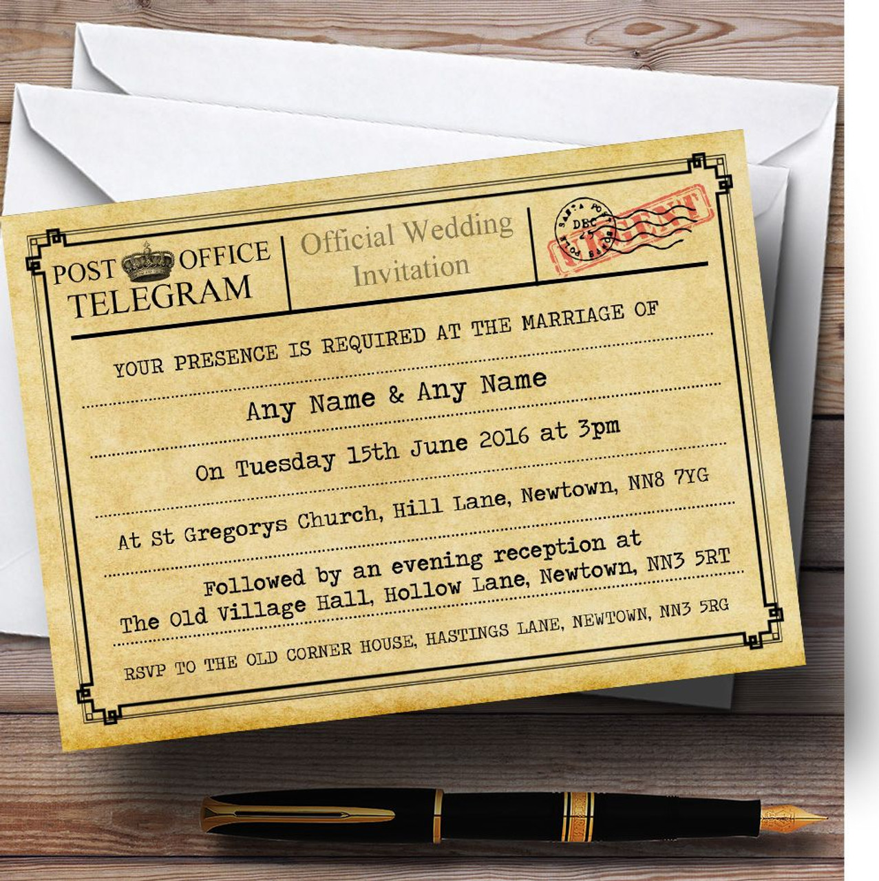 Vintage Telegram Wedding Invitations 7
