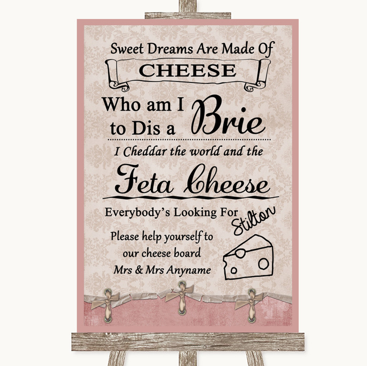 Poster Shabby Chic No Seating Plan Personalised Wedding Sign