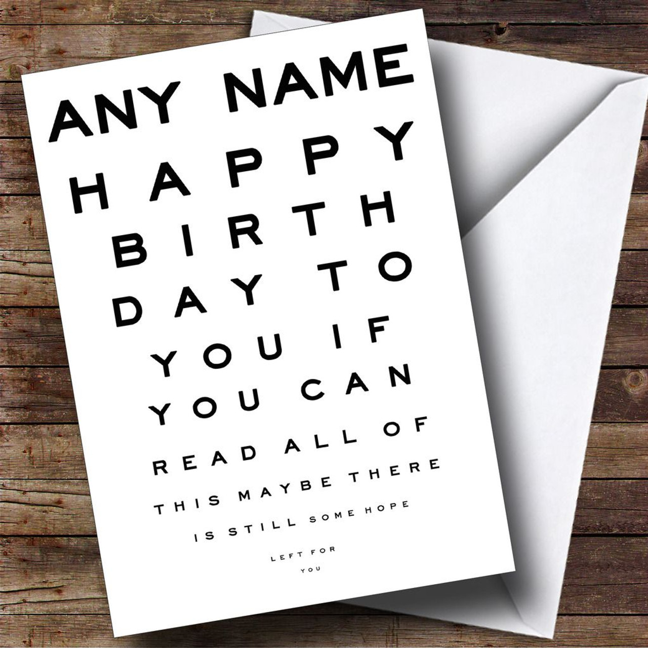 Eye Chart Old Age Funny Personalised Birthday Card - The Card Zoo