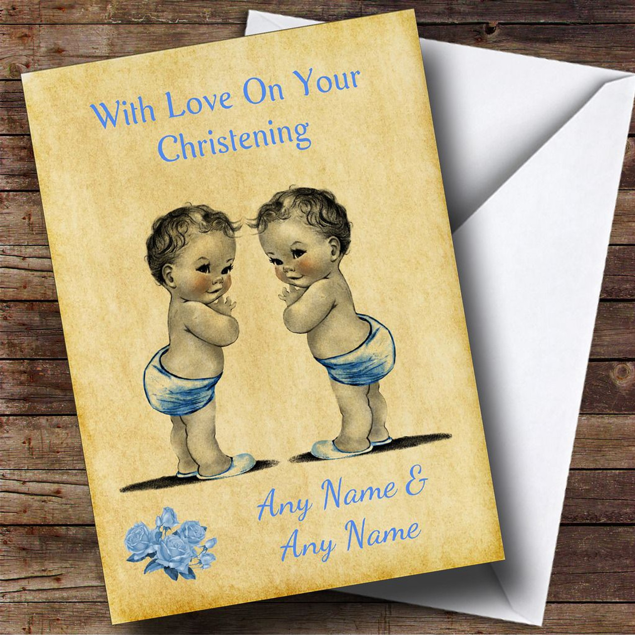 Baby Twin Boys Personalised Christening Card The Card Zoo