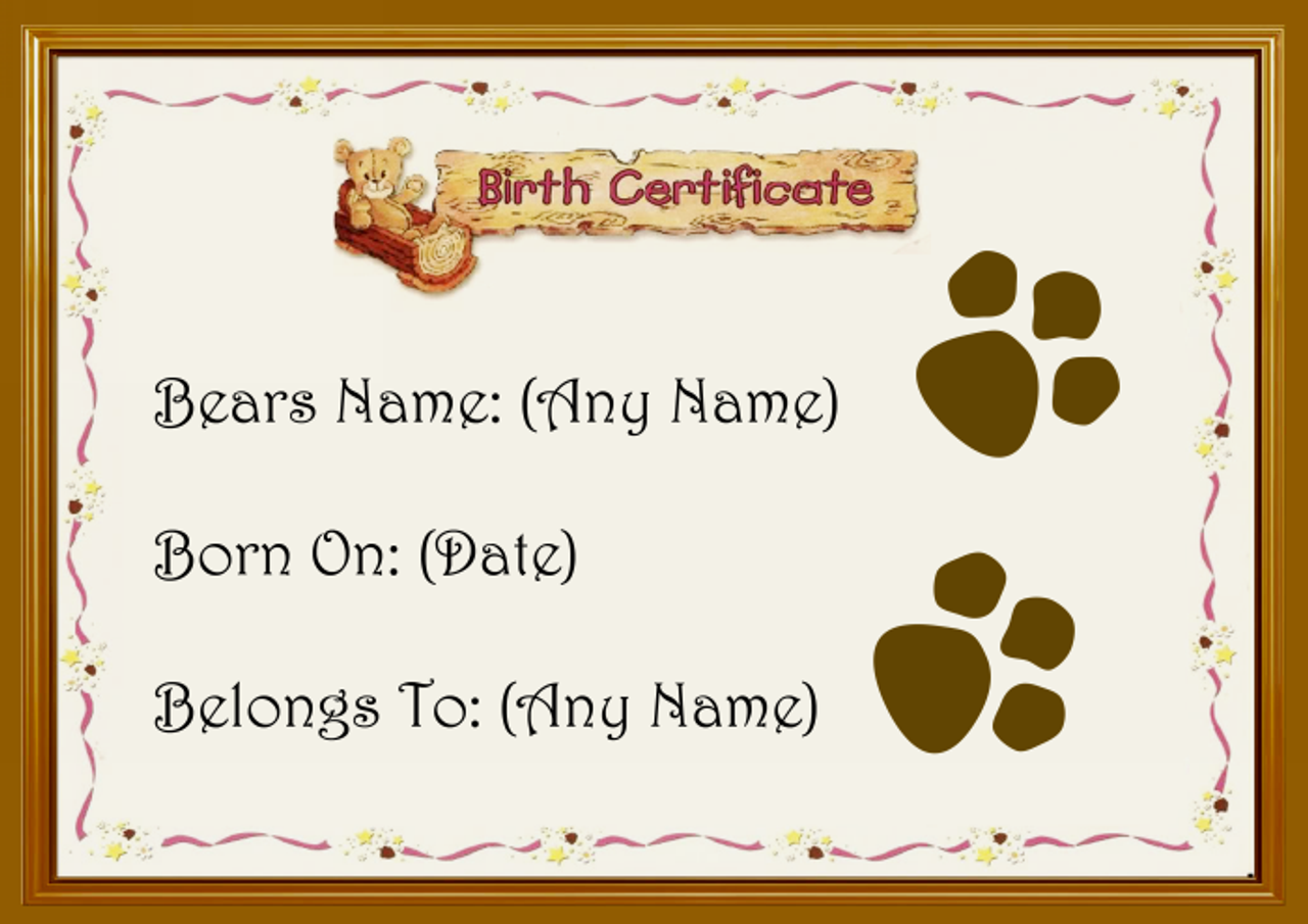 Personalised Teddy Bear Birth Certificate The Card Zoo