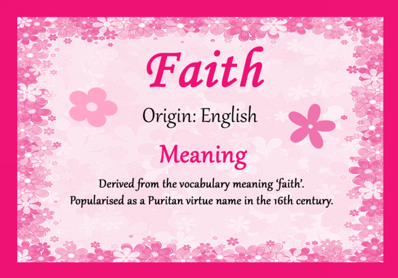 Faith Personalised Name Meaning Certificate  The Card Zoo