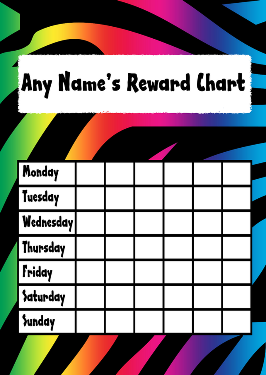 zebra print multi coloured star sticker reward chart the