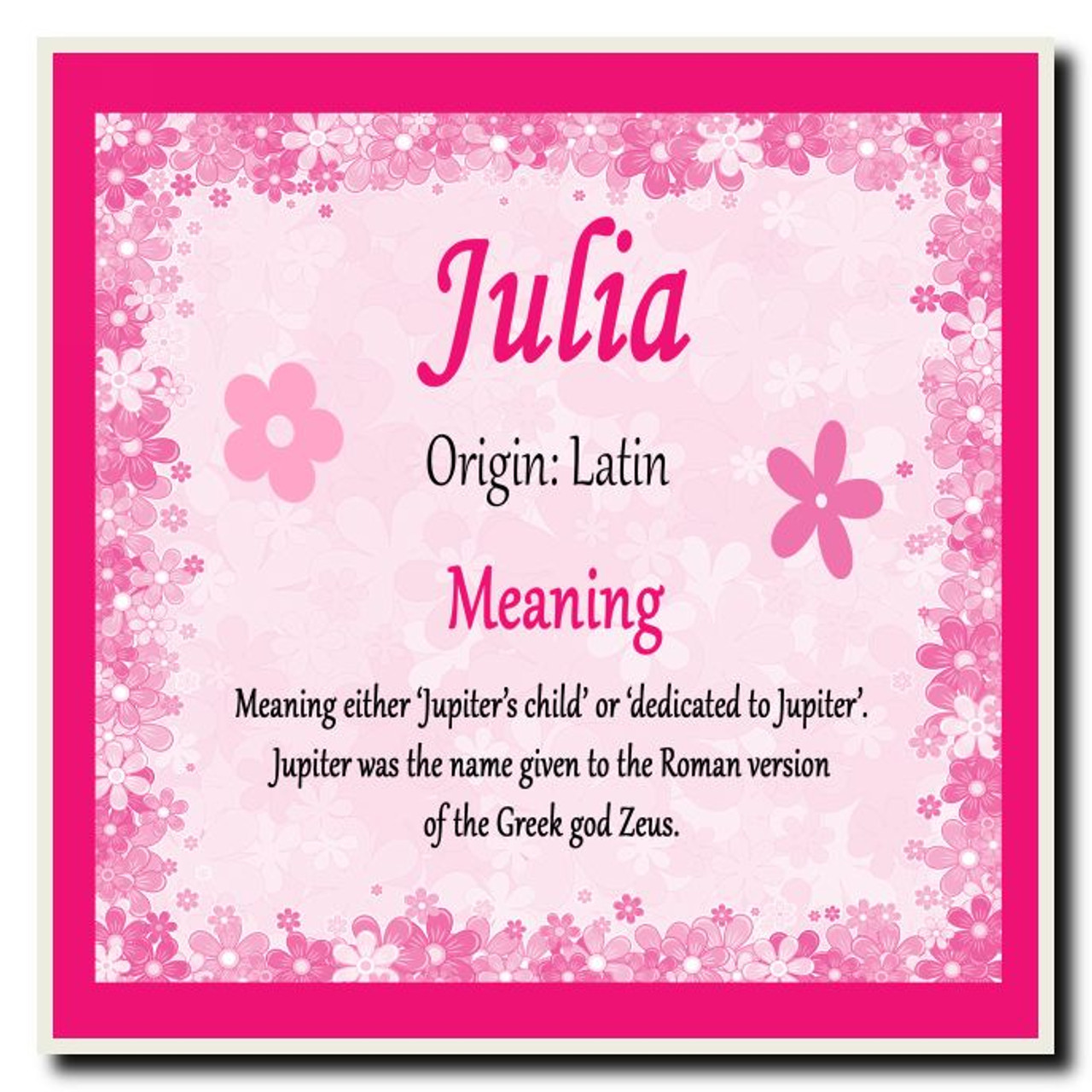 Julia Personalised Name Meaning Coaster - The Card Zoo