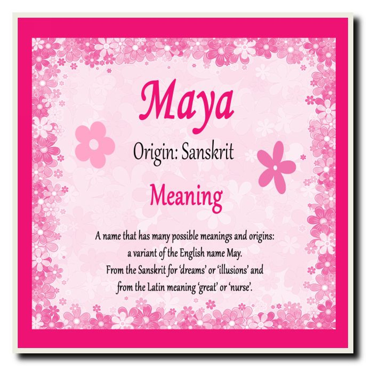 Maya Personalised Name Meaning Coaster - The Card Zoo