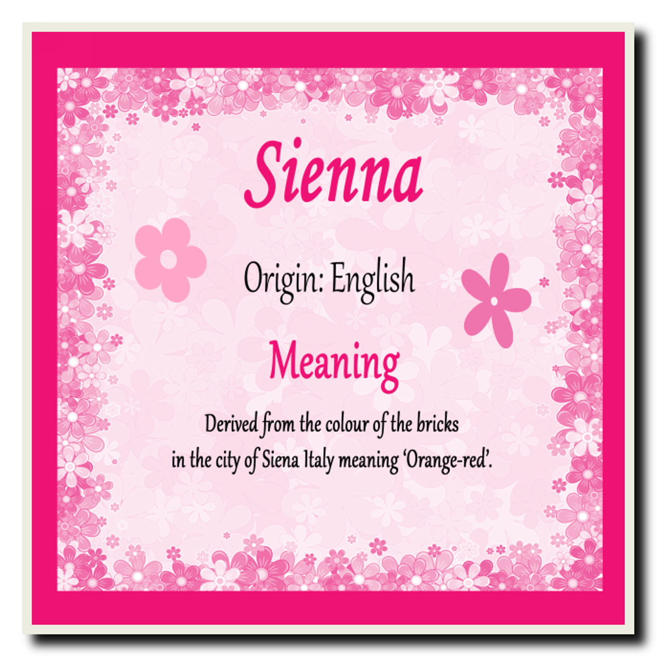 Sienna Personalised Name Meaning Coaster - The Card Zoo