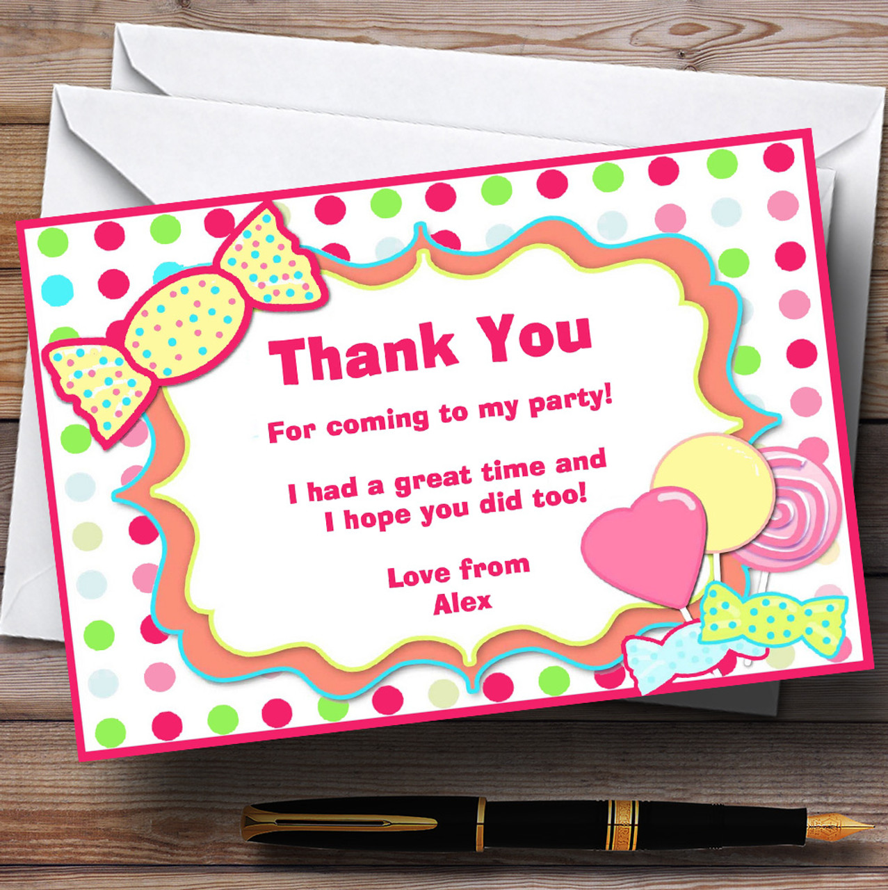 Sweety Tree Personalised Birthday Party Thank You Cards - The Card Zoo