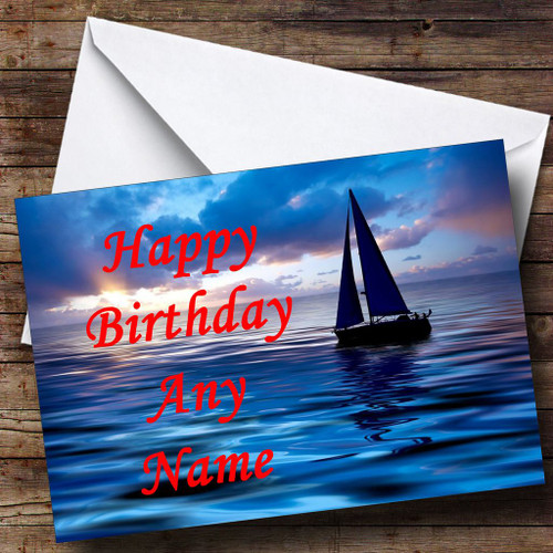Sailing Boat Name On Sail Funny Personalised Birthday Card