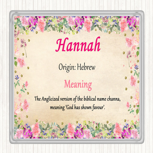 Hannah Personalised Name Meaning Coaster - The Card Zoo