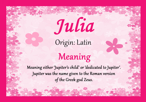Julia Personalised Name Meaning Coaster - The Card Zoo