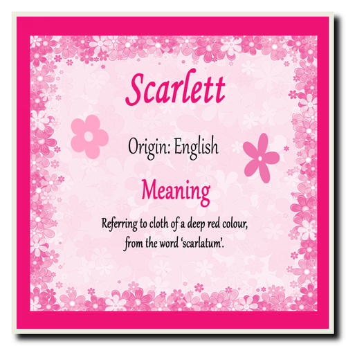 Scarlett Personalised Name Meaning Placemat - The Card Zoo