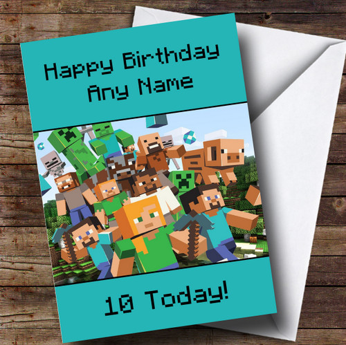 Minecraft Personalised Birthday Card - The Card Zoo