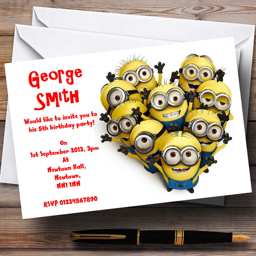 minions despicable me personalised children s party invitations
