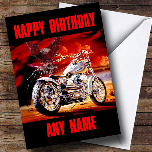 Harley Davidson Motorcycle Personalised Birthday Card - The Card Zoo