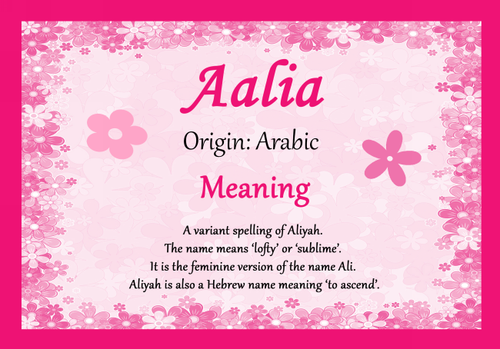aalia personalised name meaning certificate the card zoo baby christening certificate