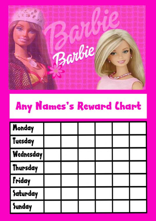 Pink Barbie Star Sticker Reward Chart The Card Zoo