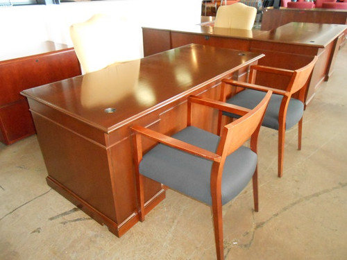 Traditional Desk, Credenza, and Chair set of (6)