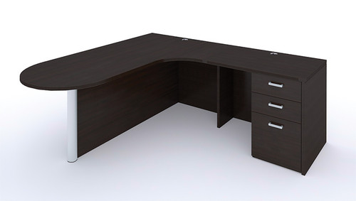 Cherryman Amber Curved Bullet Shape L-Desk