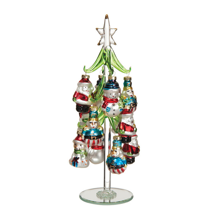 Glass Tree with Christmas Ornaments