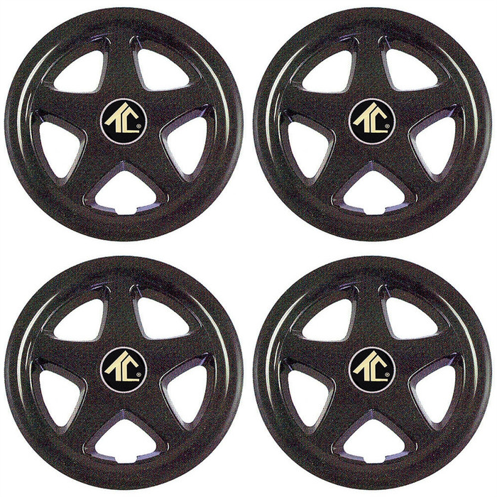 8" Star 5 Spoke Black Golf Cart Wheel Cover Set of 4 Golf Cart