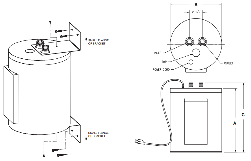 Bradford White 6 Gallon Water Heater - Electric Utility 120V