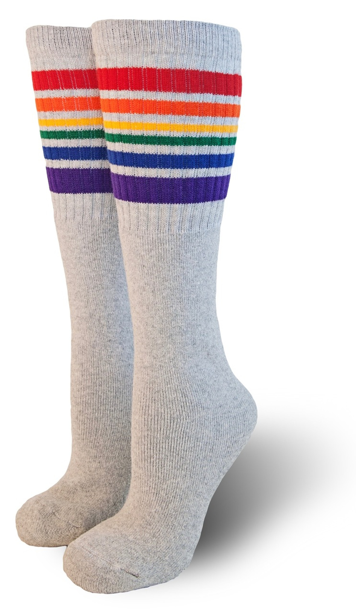 Baby Gray Tube Socks | Rainbow Stripe | Pride Socks