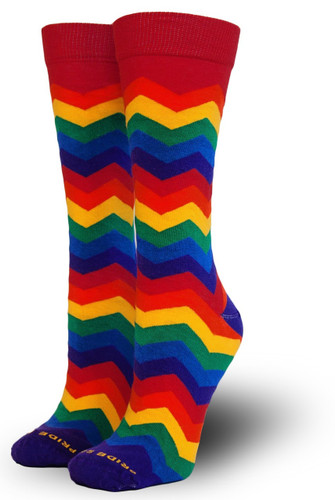 show off your pride when you wear your rainbow chevron business pride socks