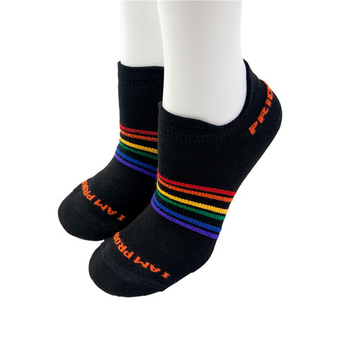 black no show moisture wicking pride socks