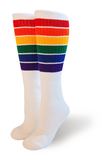 retro rainbow big stripes tube socks