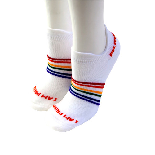 our small rainbow striped athletic pride socks will take care of your feet with no blisters or sore feet.
