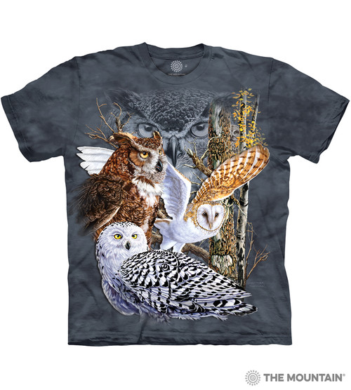 The Mountain Adult Unisex T-Shirt - Great Horned Owl Head