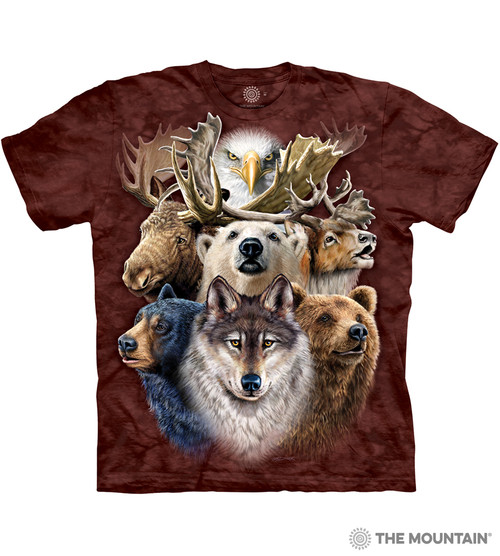 The Mountain Adult Unisex T-Shirt - Northern Wildlife Collage