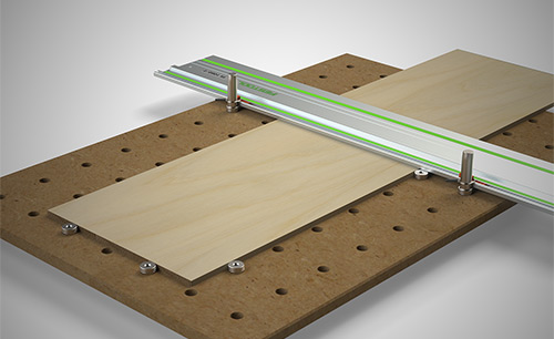 DoubleGroove Dogs can be used to secure your workpiece to your perforated worktop at perfect 90 or 45 degree angles.