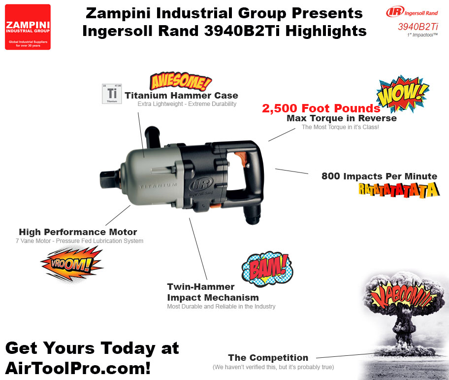 Ingersoll Rand 1 Drive Titanium Impact Wrench 3940B2Ti