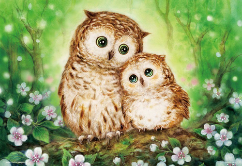 Beverly Jigsaw Puzzle 33-109 Japanese Art Owl Family (300 Pieces)