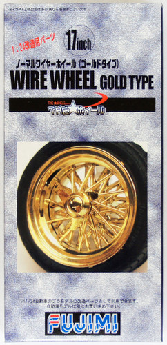 Fujimi TW56 Wire Wheel Gold Type Wheel & Tire Set 17 inch 1/24 Scale Kit