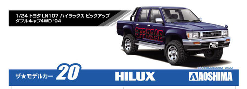 Aoshima 52280 The Model Car 20 Toyota LN107 Hilux PickUp Double Cab4 WD '94 1/24 Scale Kit