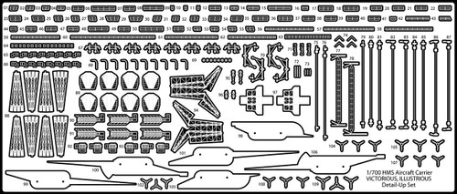 Aoshima 51054 British Aircraft Carrier HMS Illustrious Photo Etched Parts Set