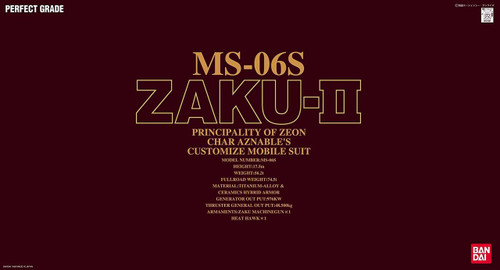 Bandai PG 718705 GUNDAM MS-06S ZAKU II 1/60 scale kit