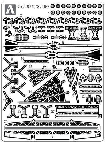 Aoshima 52747 IJN Light Cruiser Oyodo 1943/1944 Photo Etched Parts Set 1/700 scale