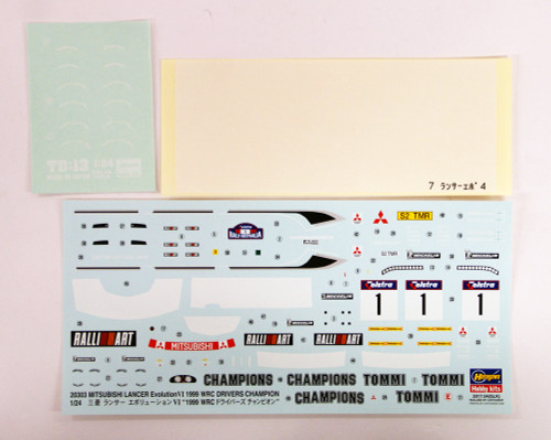 Hasegawa 20303 Mitsubishi Lancer Evolution VI 1999 WRC Drivers Champion 1/24 Scale Kit