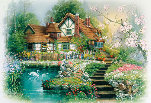 APPLEONE Jigsaw Puzzle 300-328 Andres Orpinas Flower Village (300 Pieces)