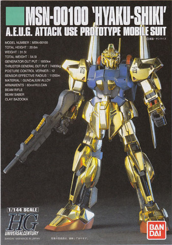 Bandai HGUC 005 Gundam MSN-00100 HYAKU-SHIKI GOLD 1/144 Scale Kit